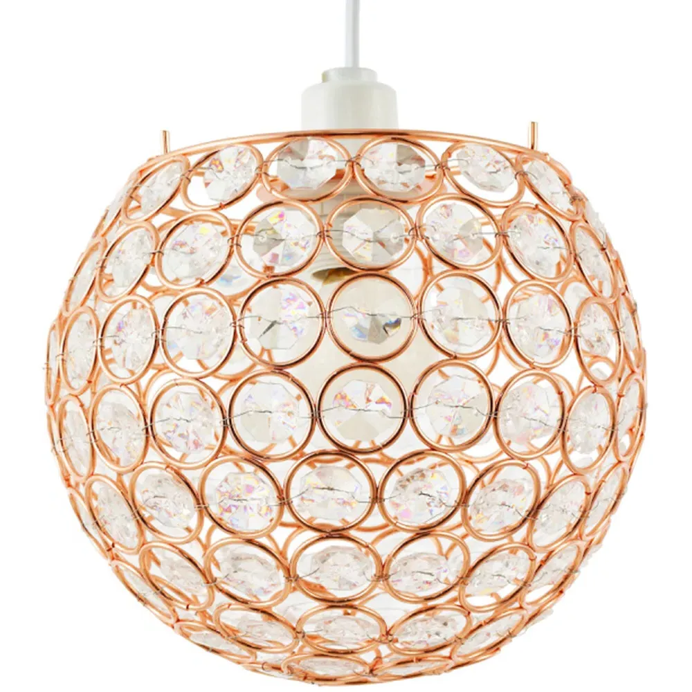 Round Globe Pendant Shade with Acrylic Beads - Copper image