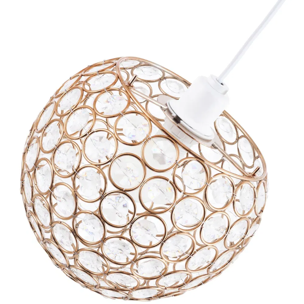 Round Globe Pendant Shade with Acrylic Beads - Gold
