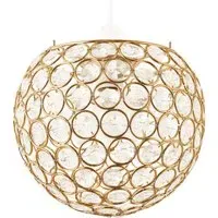 Round Globe Pendant Shade with Acrylic Beads - Gold