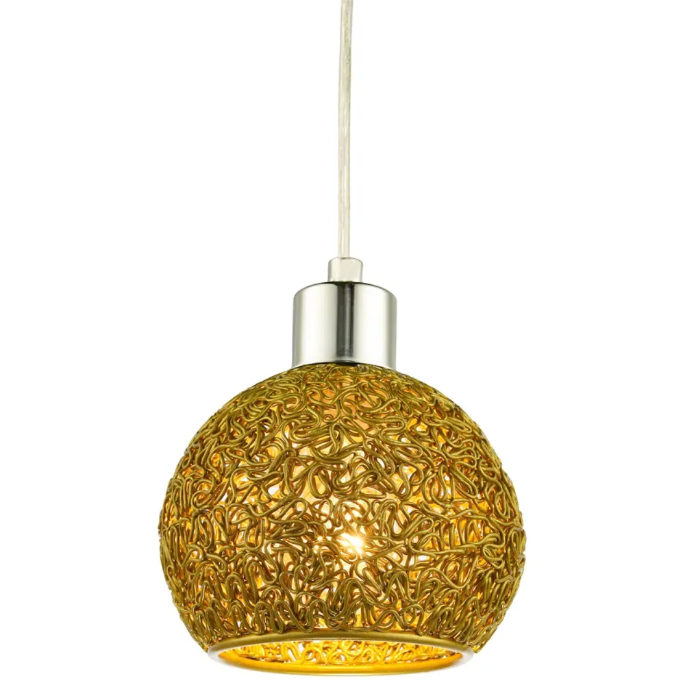 Round Twisted Wire Mesh Lamp Shade - Gold, Metal