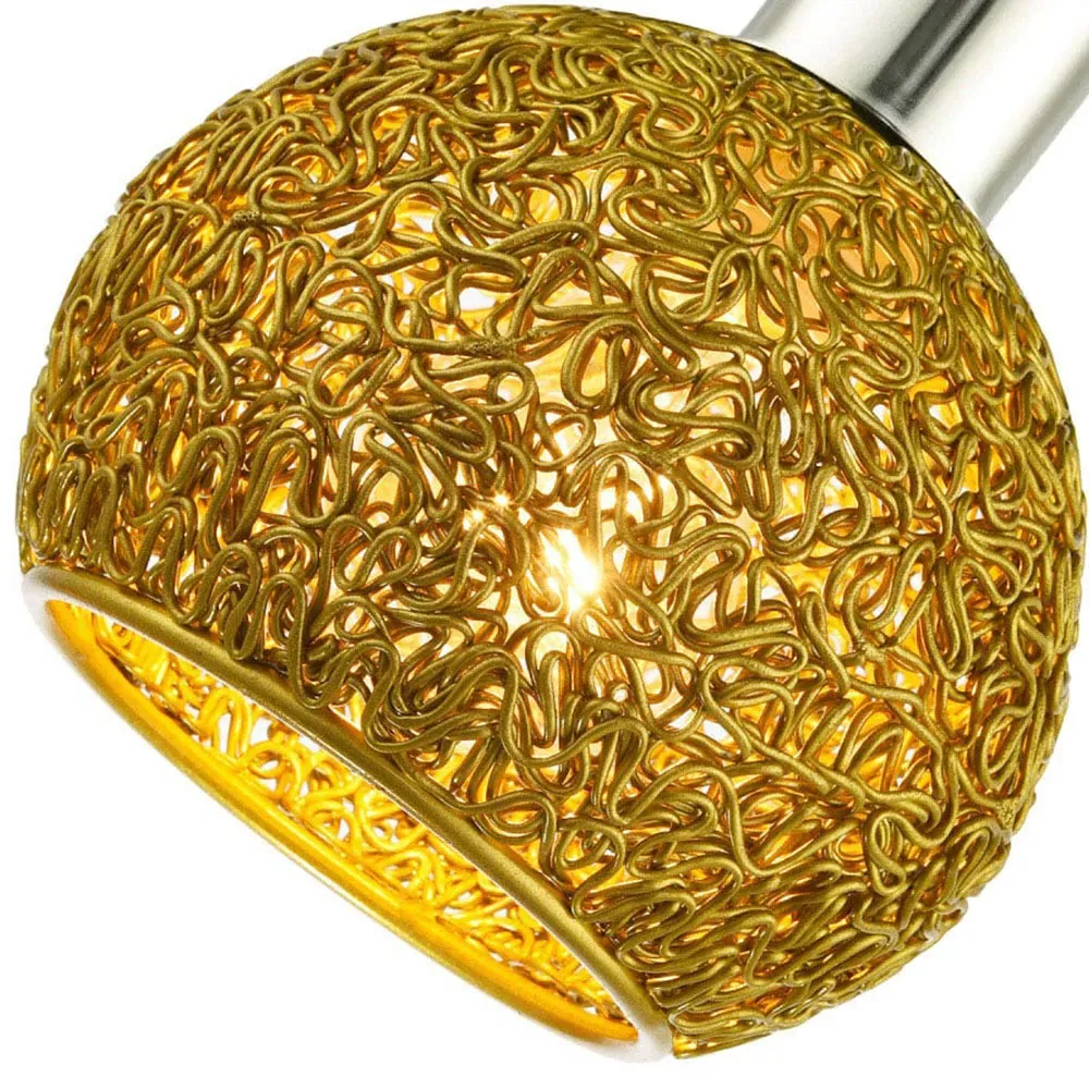 Round Twisted Wire Mesh Lamp Shade - Gold, Metal