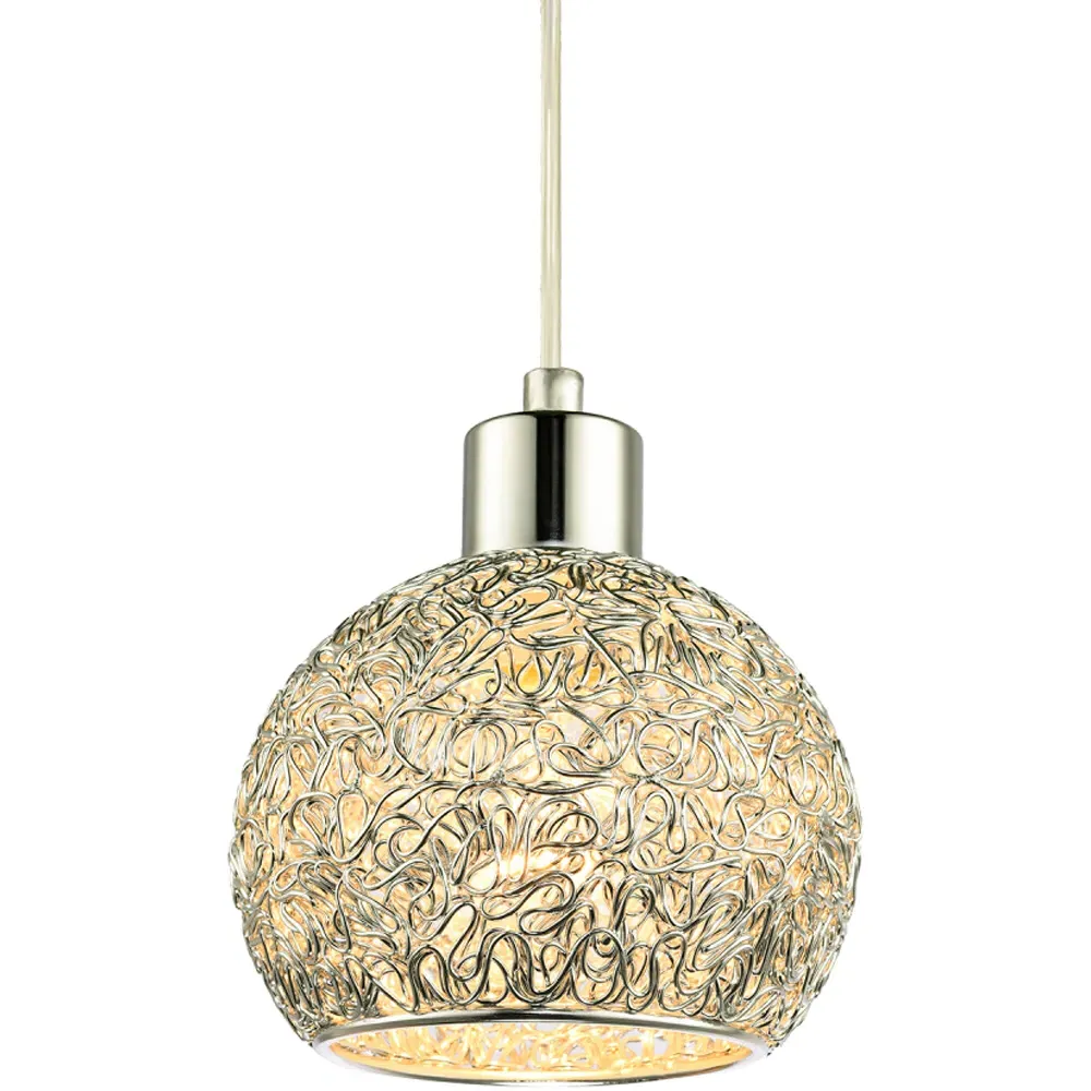 Round Twisted Wire Mesh Lamp Shade - Silver, Metal