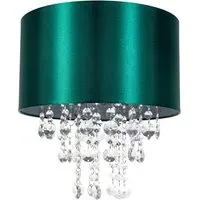 Satin Fabric Pendant Shade with Acrylic Droplets - Green