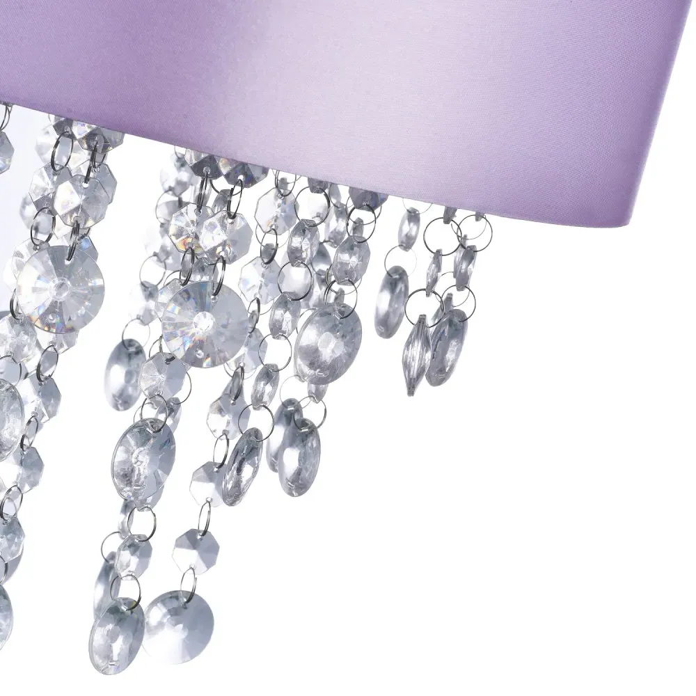Satin Fabric Pendant Shade with Acrylic Droplets - Lilac