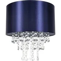 Satin Fabric Pendant Shade with Acrylic Droplets - Navy Blue