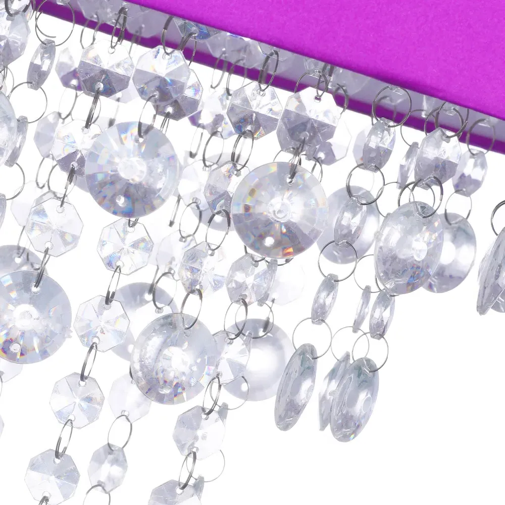 Satin Fabric Pendant Shade with Acrylic Droplets - Purple