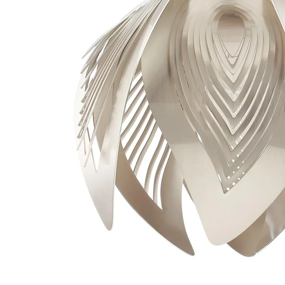 Satin Nickel Semi Flush Ceiling Light with Large Leaves