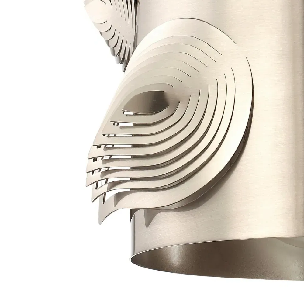 Satin Nickel Semi Flush Ceiling Light with Laser Cut Leaves