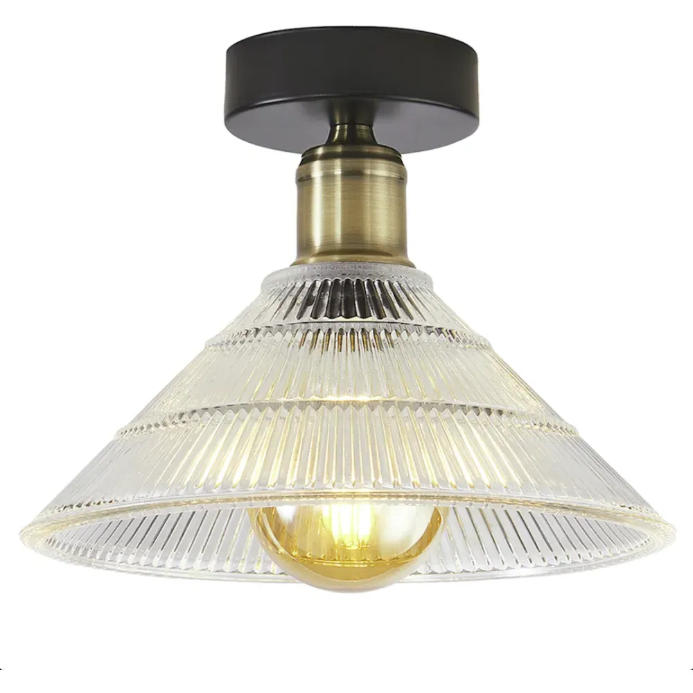 Semi Flush Ceiling Light - Clear, Glass