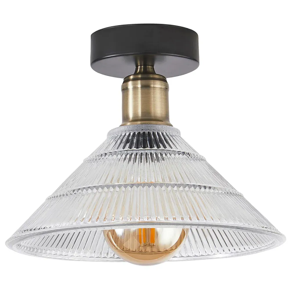 Semi Flush Ceiling Light - Clear, Glass image