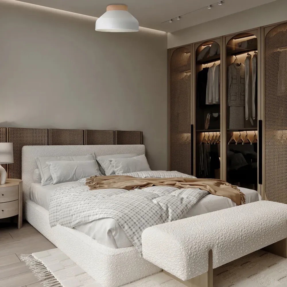 Semi-Flush Ceiling Light - Dove Grey, Rubber Wood