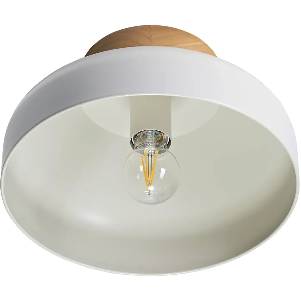 Semi-Flush Ceiling Light - Dove Grey, Rubber Wood