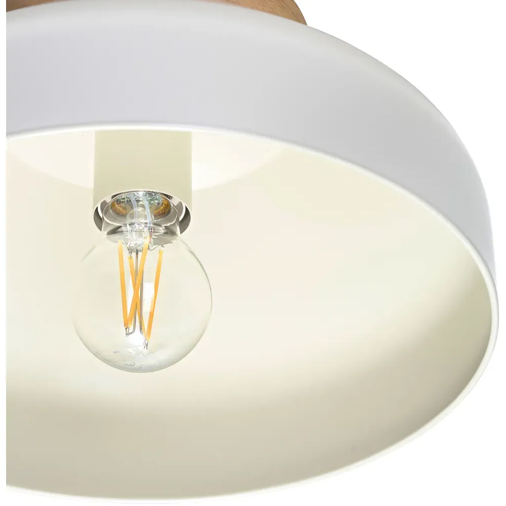 Semi-Flush Ceiling Light - Dove Grey, Rubber Wood
