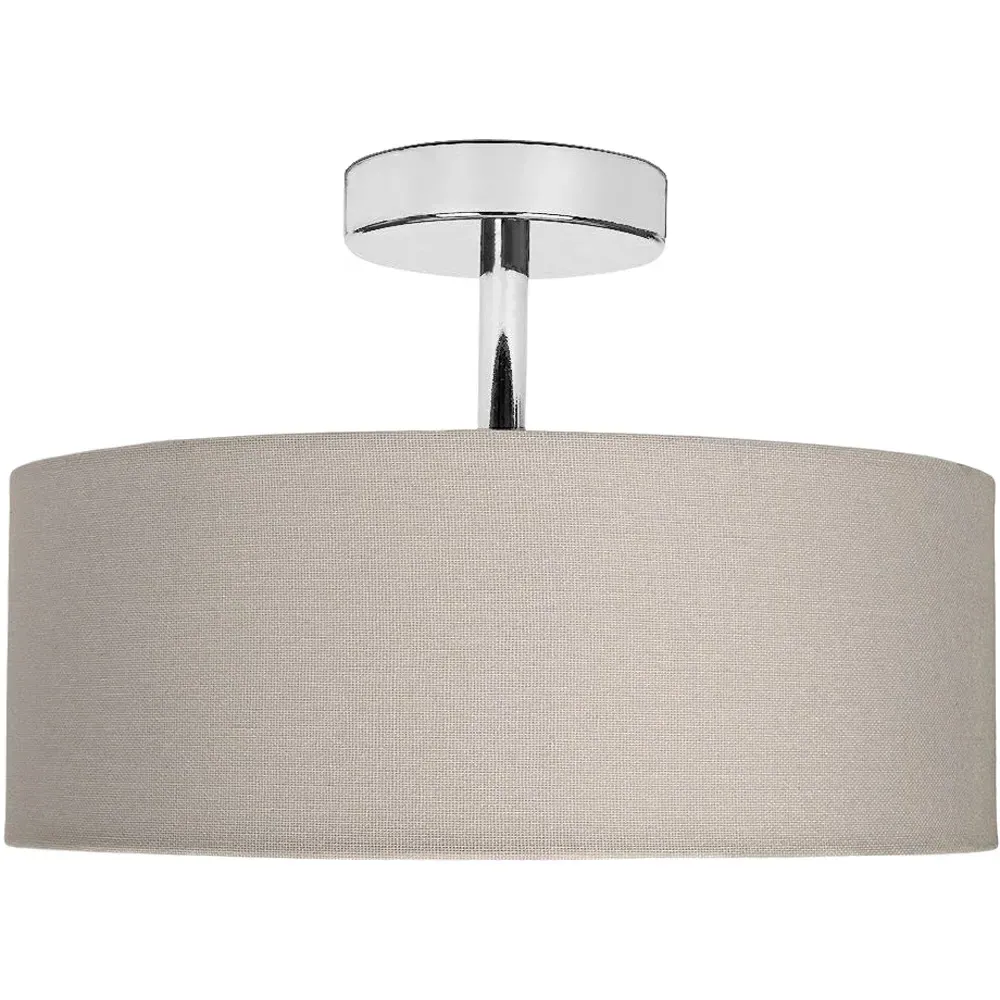 Semi Flush Ceiling Light with Diffuser - Grey, Linen