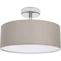 Semi Flush Ceiling Light with Diffuser - Grey, Linen