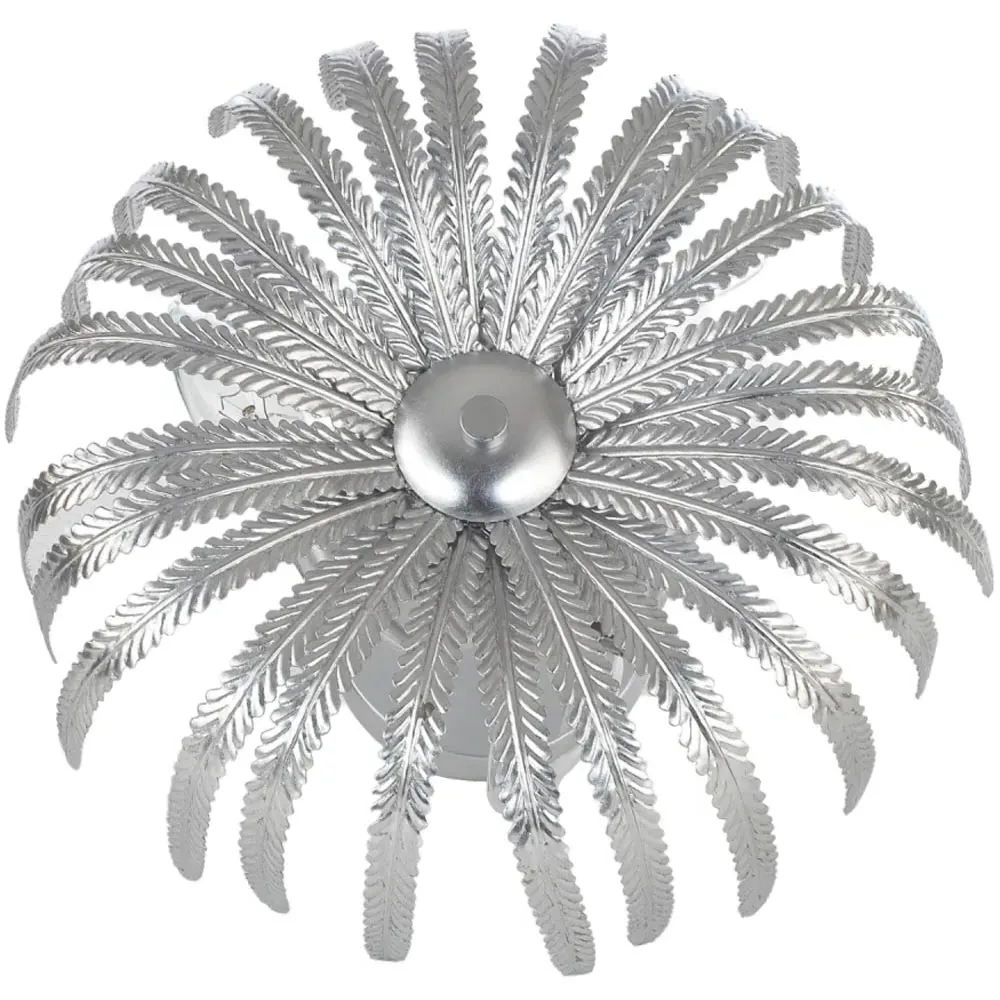 Semi Flush Ceiling Light with Fern Stems - Silver Foil