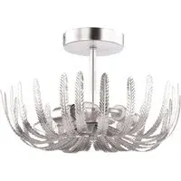 Semi Flush Ceiling Light with Fern Stems - Silver Foil