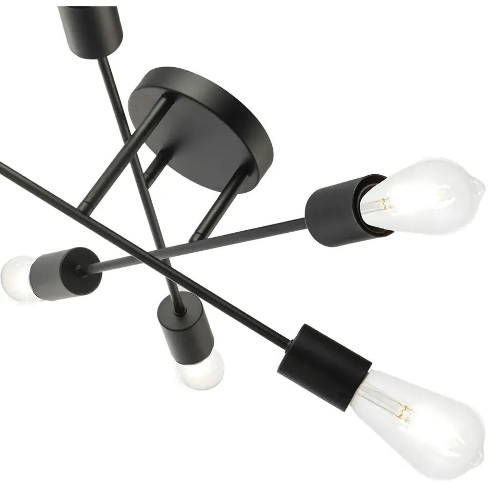 Semi Flush Ceiling Light with Metal Arms - Black