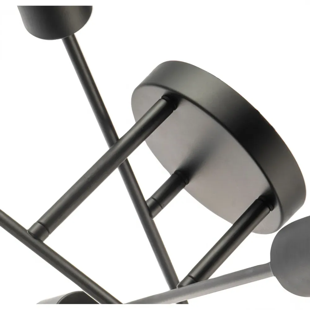 Semi Flush Ceiling Light with Metal Arms - Black