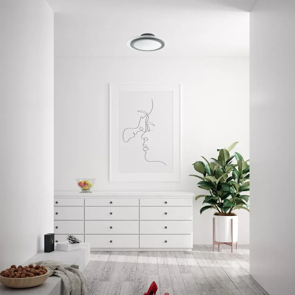 Semi Flush LED Ceiling Light with Glass Diffuser - Black