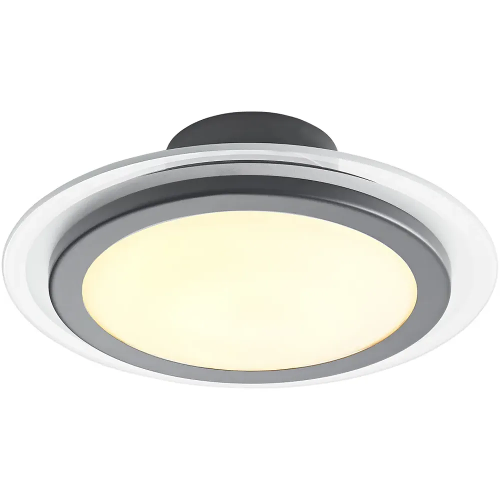 Semi Flush LED Ceiling Light with Glass Diffuser - Black