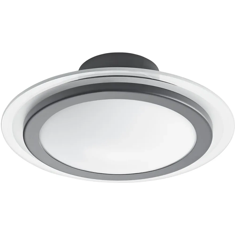 Semi Flush LED Ceiling Light with Glass Diffuser - Black
