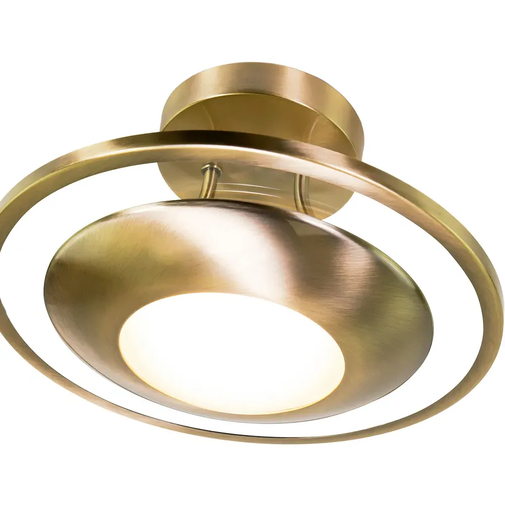 Semi Flush LED Ceiling Light with Glass Diffuser - Gold