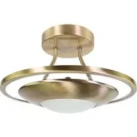 Semi Flush LED Ceiling Light with Glass Diffuser - Gold