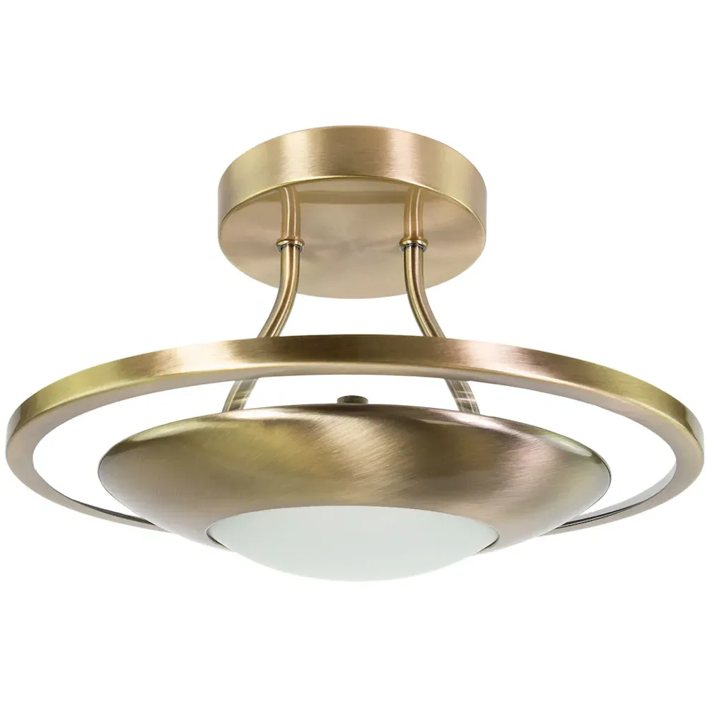Semi Flush LED Ceiling Light with Glass Diffuser - Gold image