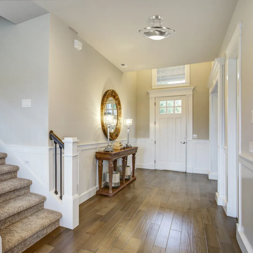 Semi Flush LED Ceiling Light with Glass Diffuser - Silver