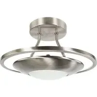 Semi Flush LED Ceiling Light with Glass Diffuser - Silver