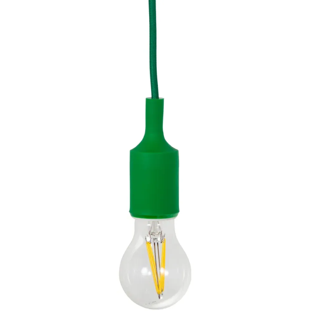 Silicone Pendant Light with Braided Cable - Green