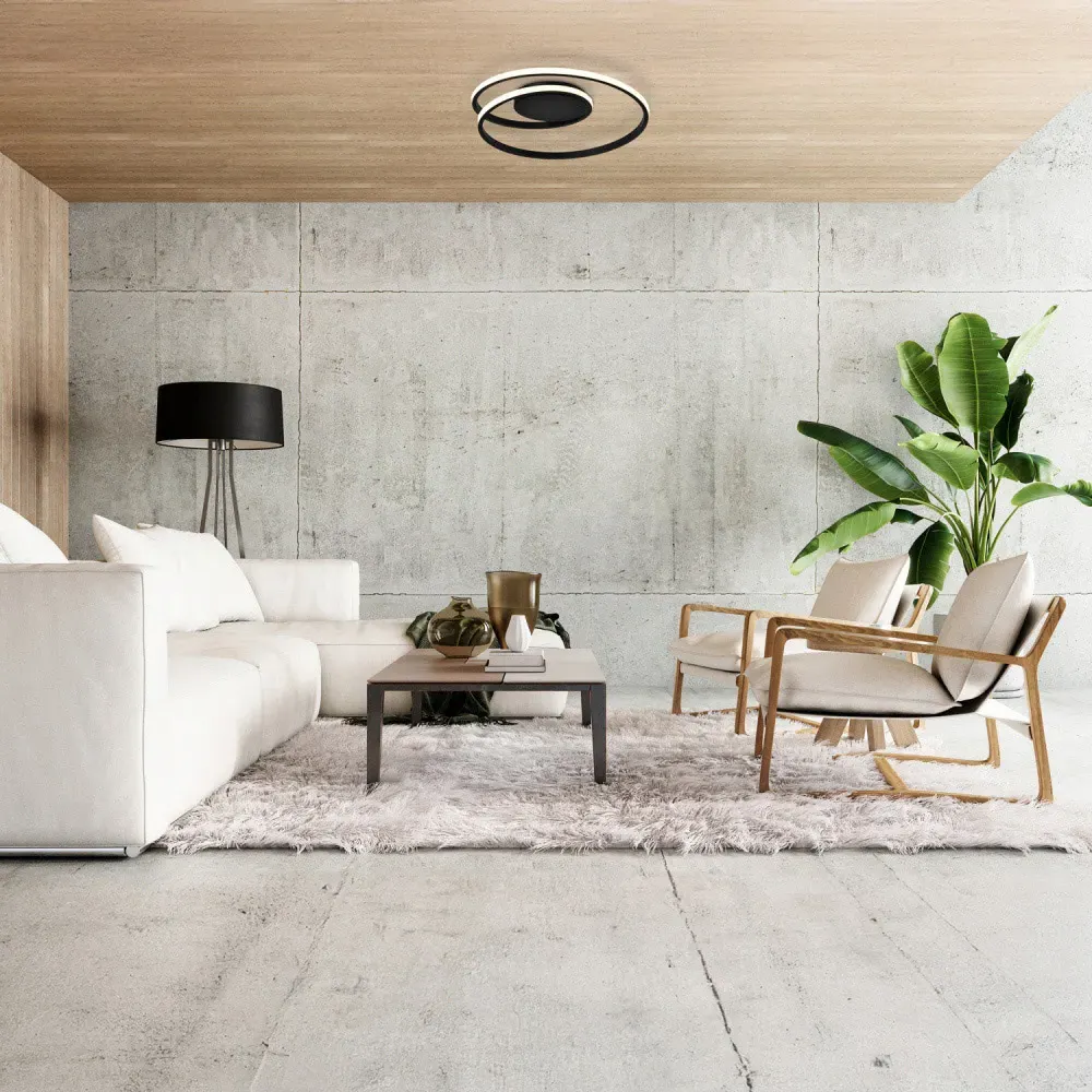 Single Loop Strip Flush LED Ceiling Light - Black