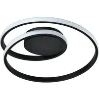 Single Loop Strip Flush LED Ceiling Light - Black