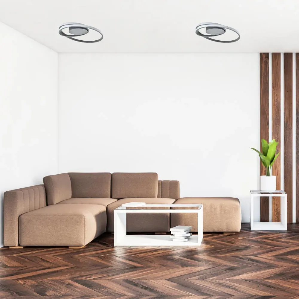 Single Loop Strip Flush LED Ceiling Light - Grey