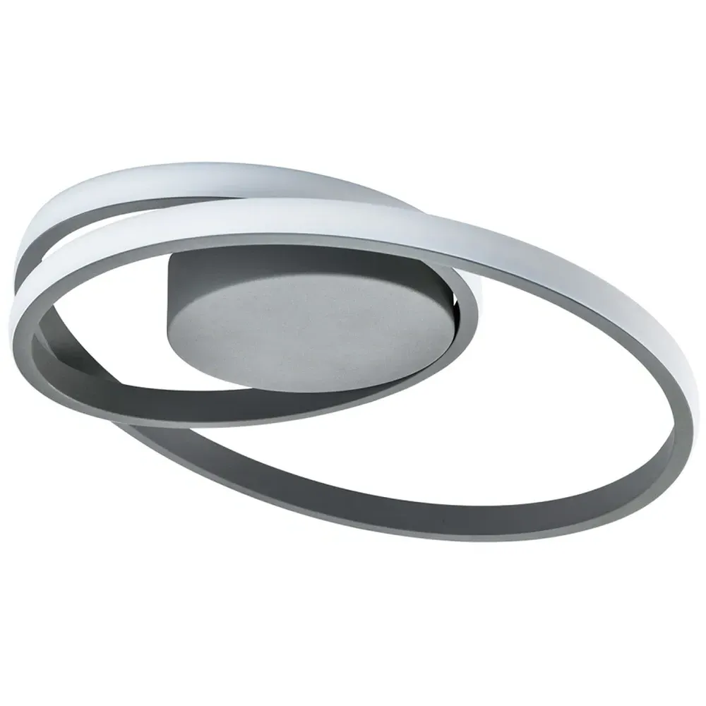 Single Loop Strip Flush LED Ceiling Light - Grey