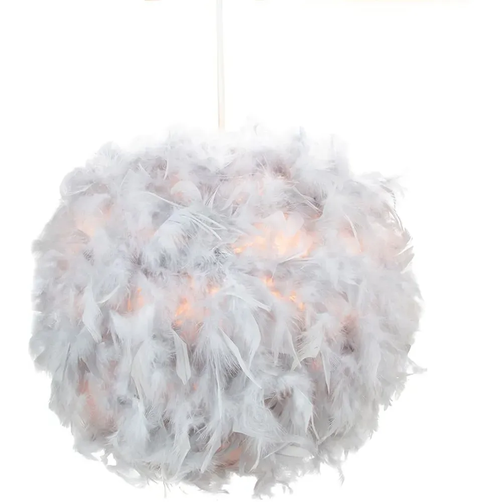 Small Feather Pendant Light Shade - Grey