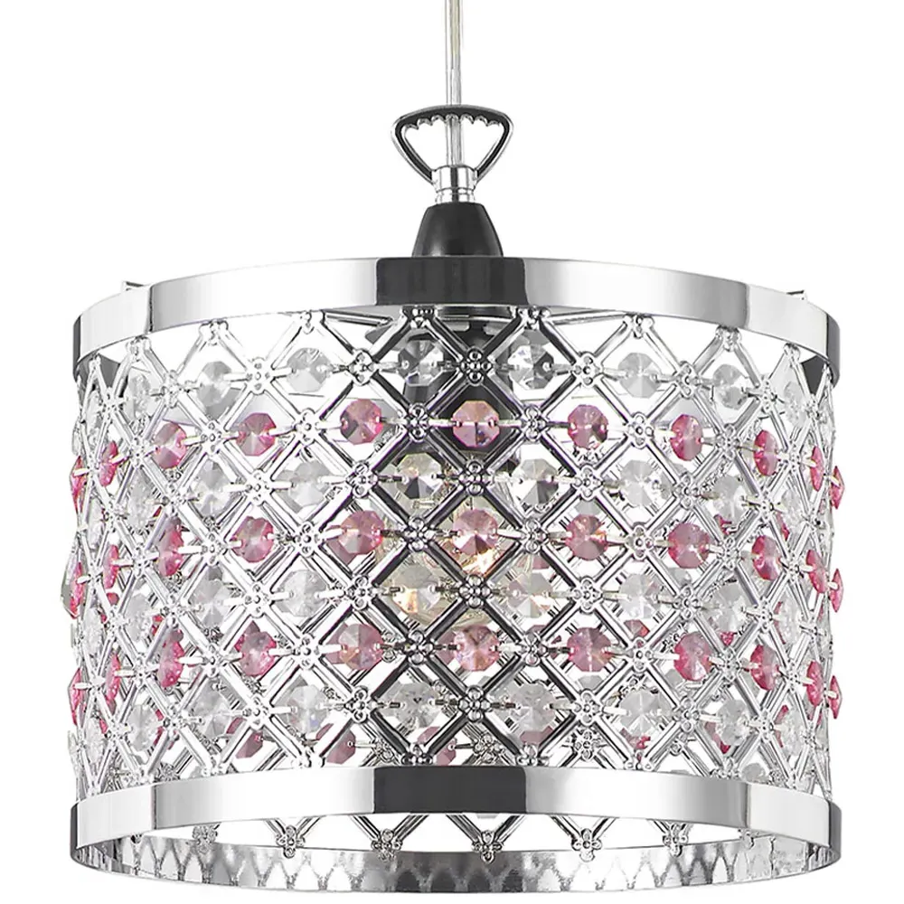 Sparkly Beads Ceiling Light Pendant Shade - Pink