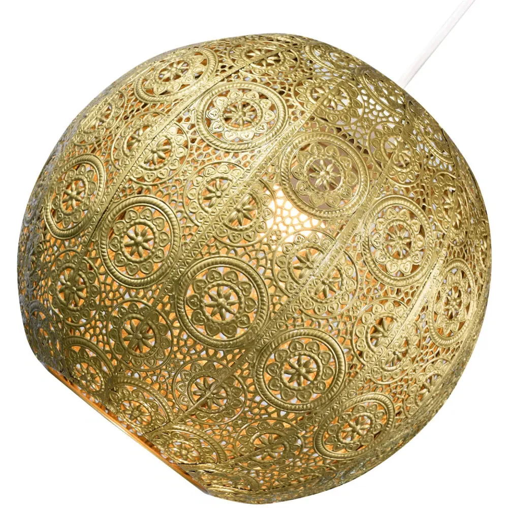 Spherical Moroccan Pendant Shade - Satin Gold, Metal