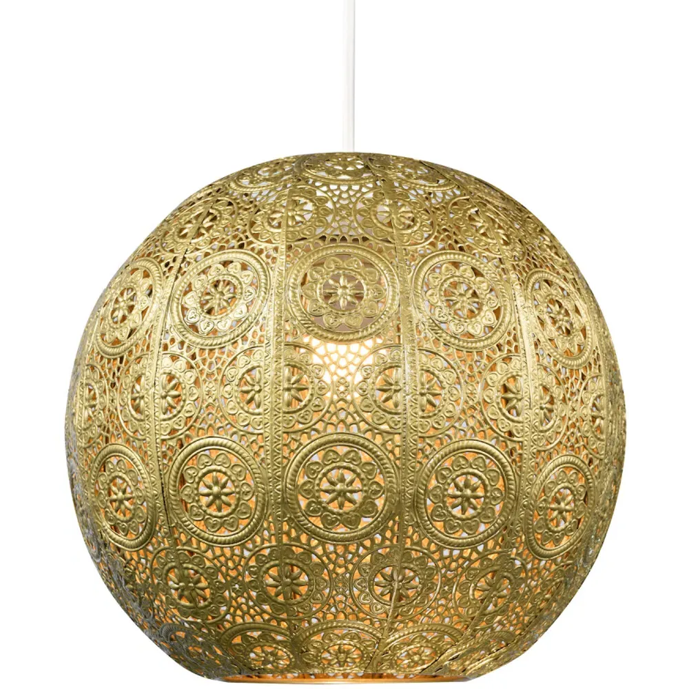 Spherical Moroccan Pendant Shade - Satin Gold, Metal