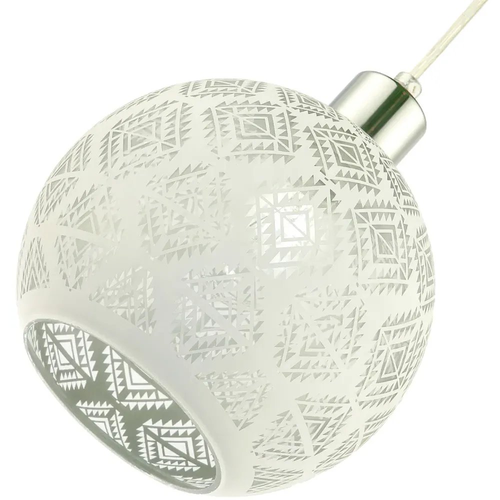 Spherical Pendant Light Shade with Laser Cut Diamond - White
