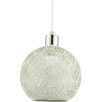 Spherical Pendant Light Shade with Laser Cut Diamond - White