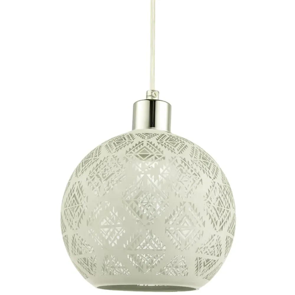 Spherical Pendant Light Shade with Laser Cut Diamond - White