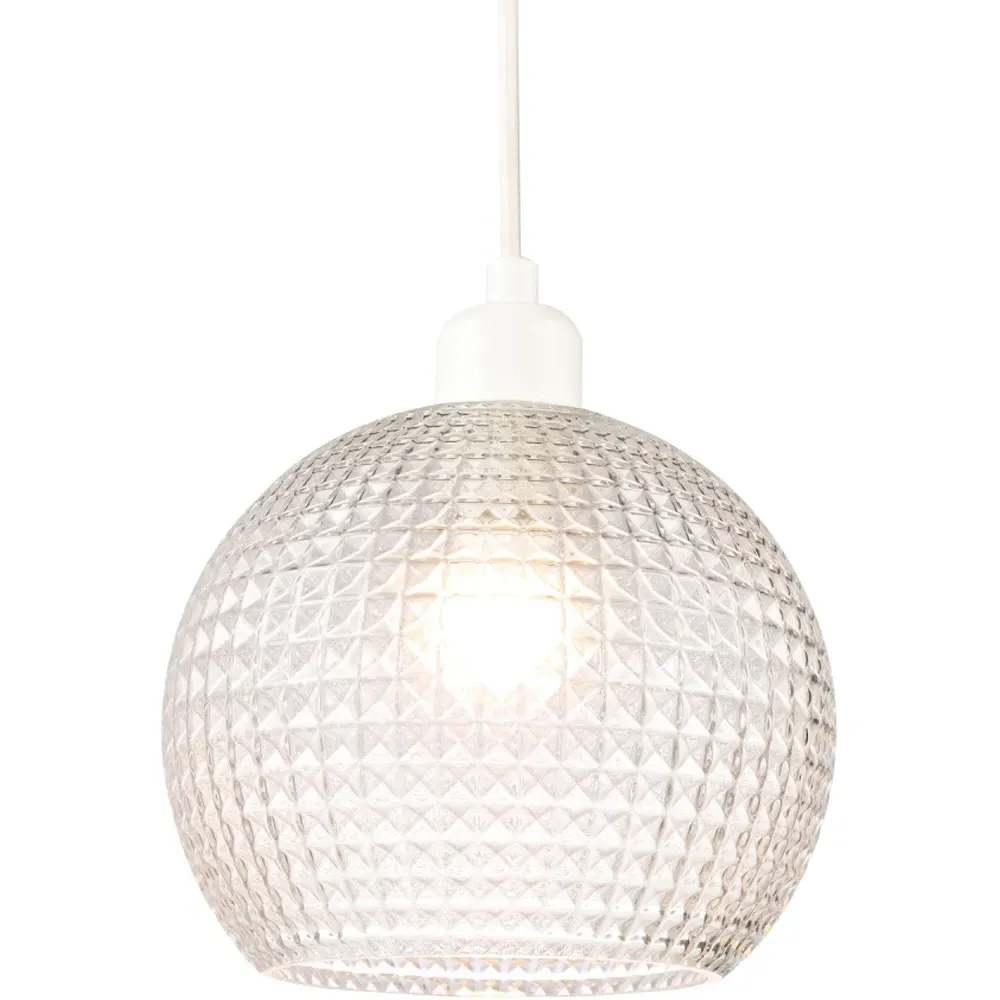 Spherical Square Diamond Pendant Shade - Clear, Glass
