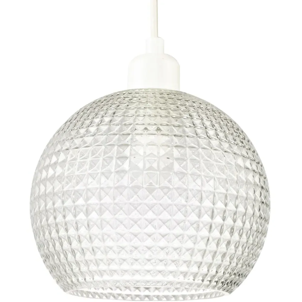 Spherical Square Diamond Pendant Shade - Clear, Glass image