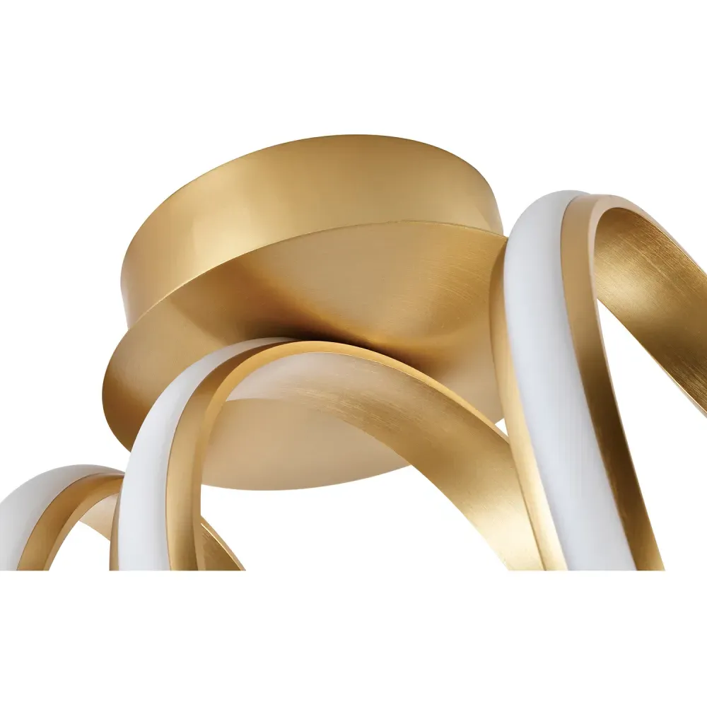 Spiral Brushed Gold LED Ceiling Light - Gold