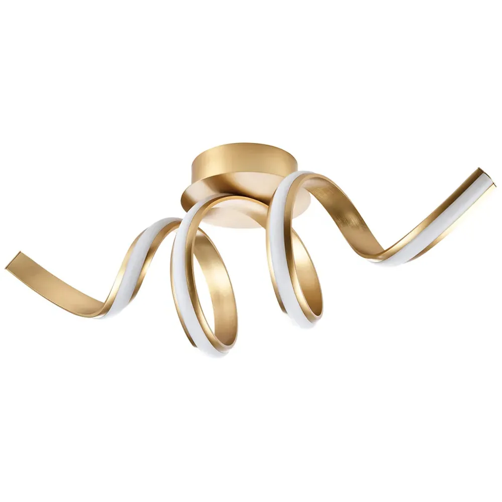 Spiral Brushed Gold LED Ceiling Light - Gold