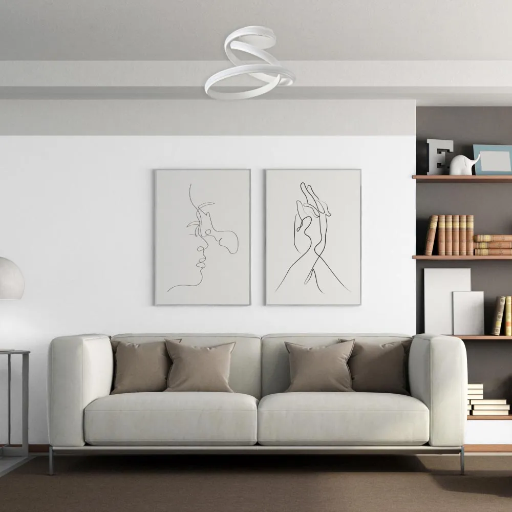 Spiralling Arm LED Ceiling Light - White, Metal