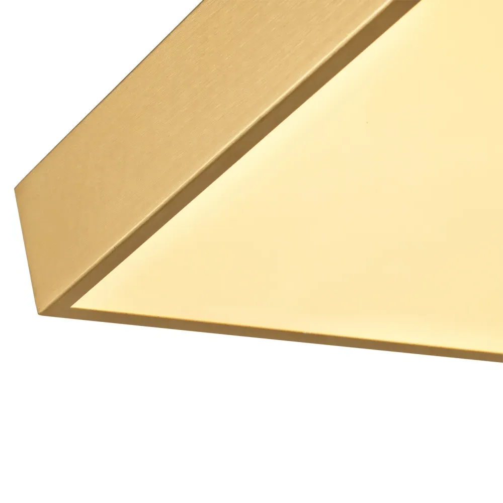 Square LED Flush Ceiling Light - Brushed Gold, Metal