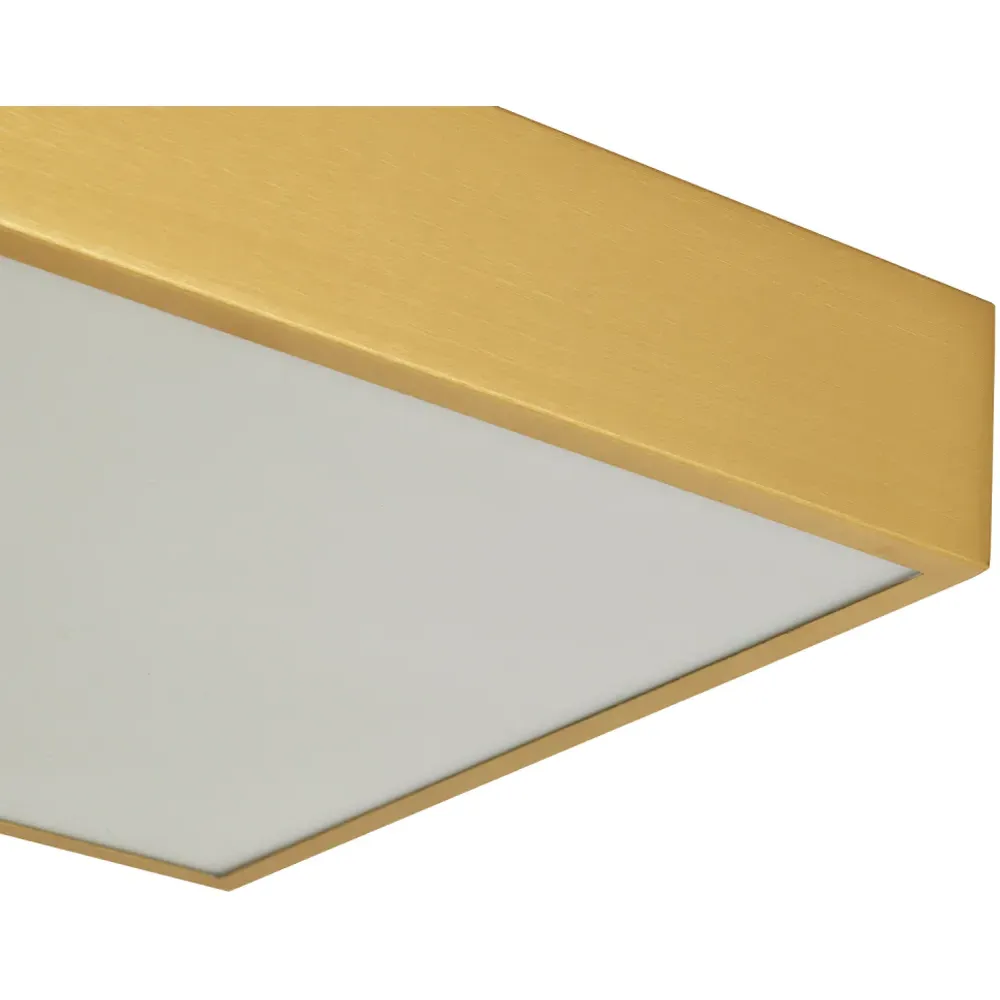 Square LED Flush Ceiling Light - Brushed Gold, Metal